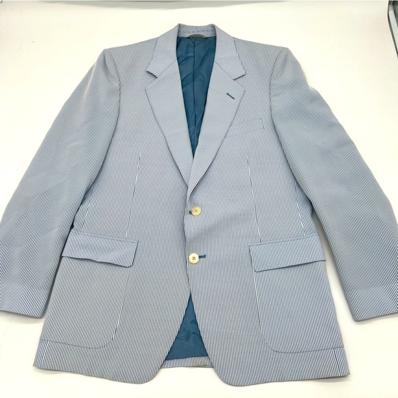 Kent Other - John Kent Collection Seersucker Blazer‎ Medium – Blue White Pinstripe